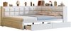Schlafsofa Weiß 140x200 Ergonomische Rückenlehne Schubladen Stauraum Massivkiefer 150kg Tragkraft Doppelbett Gästebett Bild 5
