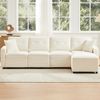 Sofa 280 x 146 x 85 cm mit Stauraum und frei platzierbarem Hocker – 4-Sitzer aus Cord in Beige Bild 3