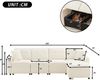 Sofa 280 x 146 x 85 cm mit Stauraum und frei platzierbarem Hocker – 4-Sitzer aus Cord in Beige Bild 4