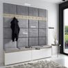 Großes Garderoben-Set Hello mit Schuhregal und Polsterplatten in Graphit (Trinity 14), Ideal für Flur und Eingangsbereich, 225 x 40 x 200 cm Bild 2
