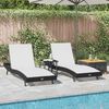 vidaXL Sonnenliege 3 pcs Schwarz und Weiß 197 x 70 x 82 cm Poly-Rattan 3381204 Bild 4