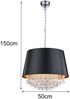 LED Pendelleuchte mit Stoffschirm Schwarz Gold & Kristall, Ø 50cm Bild 4