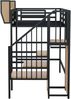 Hochbett 90x200 mit Sicherheitsleiter und flexiblem Staufach, Metallbett Erwachsenenbett Kinder-Etagenbett Schwarz Bild 4