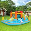[Multifunktionale Outdoor-Hüpfburg] Mit Gebläse, Wasserrutsche + Trampolin + Basketballkorb + Wasserpistole, 2 Poolbereiche, 1 große und 1 kleine Rutsche, für trockene und nasse Nutzung, ein Wasserpar Bild 5