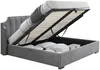 Vente-unique - TEOMIS Bett StoffSamt Grau - B 216 cm x H 122,5 cm x L 204 cm Bild 4