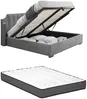 Vente-unique - TEOMIS Bett StoffSamt Grau - B 216 cm x H 122,5 cm x L 204 cm Bild 5