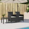vidaXL Gartensofa 2-Sitzer mit Tisch und Kissen Schwarz Poly Rattan 4003884 Bild 3