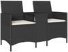 vidaXL Gartensofa 2-Sitzer mit Tisch und Kissen Schwarz Poly Rattan 4003884 Bild 2