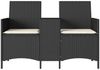 vidaXL Gartensofa 2-Sitzer mit Tisch und Kissen Schwarz Poly Rattan 4003884 Bild 4