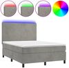 vidaXL Boxspringbett mit Matratze & LED Hellgrau 140x200 cm Samt 3136005 Bild 2