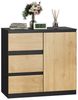 WLIVE Sideboard Kommode, Breite 80 cm, Sideboard mit 3 Schubladen & 1 Tür, (Packung, leise Schienen, viel Stauraum), Soft-Close-Funktion, Anrichte für Wohnzimmer & Flur, Schwarz+Eiche Bild 5