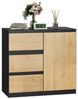 WLIVE Sideboard Kommode, Breite 80 cm, Sideboard mit 3 Schubladen & 1 Tür, (Packung, leise Schienen, viel Stauraum), Soft-Close-Funktion, Anrichte für Wohnzimmer & Flur, Schwarz+Eiche Bild 4