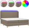 vidaXL Boxspringbett mit Matratze & LED Stoff Taupe 200x200 cm, Härtegrad: H2 [3138745] Bild 2