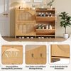 120 x 24 x 90 cm Modern Schuhschrank Schuhregal, mit 8 Fächern, mit 2 Haken,Kann in Fluren, Türen, Wohnzimmern und Büros aufgestellt werden,MDF, Schranktüren aus Korbgeflecht,Naturholzfarbe Bild 5