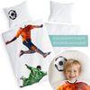 Carpe Sonno Kinderbettwäsche 135 x 200 Jungen Bettwäsche Fußball Kinder Teenager 100% Baumwolle, Renforcé, 2 teilig, OEKO-TEX Bettbezug - Atmungsaktiv & Kuschelweich Bild 2