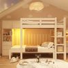 Weißes Versetztes Etagenbett 90x200 cm Mit Bewegungslicht Und Stauraum EN747 Zertifiziert Kinderbett Mit Schrank Und Schubladen Bild 3
