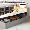 Kinderbett 90×200 cm mit Stauraum, LED und Steckdose, hydraulisch, Grau, ohne Matratze Bild 4