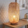 LED Tischleuchte, Bambusgeflecht naturfarben, Schalter, H 46 cm Bild 2