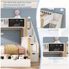 Flieks Etagenbett, Kinderbett mit Tafel Treppe Schubladen 90x200cm+140x200cm Bild 3