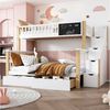 Flieks Etagenbett, Kinderbett mit Tafel Treppe Schubladen 90x200cm+140x200cm Bild 5