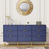 UEV Schlafzimmer-Set 3er-Set Schlafzimmermöbel, Möbelset im skandinavischen Stil, (Modern Linienmuster, Kommode mit 9 Schubladen und 2er-Set Nachttisch), Schrank mit Kippschutz, Goldene Griffe und Füße, Soft-close Bild 2