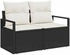 vidaXL Sofa Set mit Kissen mit Speicher Schwarz und Creme Poly-Rattan 3359176 Bild 4