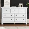Landhausstil Sideboard mit 7 Schubladen, seidige Auszugsschienen, Kippsicherung, verstellbare Füße, 152*40*89cm, weiß Bild 1