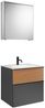 Burgbad FIUMO Waschtisch Set mit Spiegelschrank 62 cm breit, Braun/Anthrazit, Waschbecken Gussmarmor Weiß, Anschlag rechts Bild 2