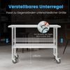 Großer Edelstahltisch mit 4 Universalrädern verzinkten Beinen & verstellbarer Unterplatte Silber Bild 4