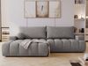 GRAINGOLD Ecksofa Havi, Sofa L-Form mit Bettkasten, gesteppte Sitzfläche, Schlaffunktion, Velour-Stoff, Grau, Links Bild 1