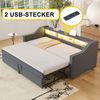 Schlafsofa aus Leinenstoff, ausziehbar mit USB-Anschluss & LED, 90/180x190 cm, Dunkelgrau, mit Matratzen Bild 2