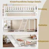 Etagenbett Massivholz 90x200 & 140x200 cm – Kinderbett mit Rutsche, Regal, Treppe, Lattenrost und Absturzschutz Bild 4