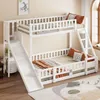Etagenbett Massivholz 90x200 & 140x200 cm – Kinderbett mit Rutsche, Regal, Treppe, Lattenrost und Absturzschutz Bild 3