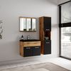 Badplaats Badmöbel Komplettset Montreal 60 x 35 cm Eiche mit Schwarz Matt - Badezimmermöbel mit Schwarze Waschbecken, Spiegel und Badezimmerschrank Bild 3