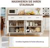 i@home Sideboard Esszimmerschränke (kontrastfarbene Massivholzplatte, 1 St, 4 geschnitzte Türen, 2 Schubladen, höhenverstellbare Ablagen), Vintage Schnitzerei-Türen Kommode 150×40×90 cm, Buffetschrank Bild 4