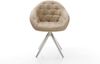 Esszimmerstuhl Gaio-Flex Mikrofaser Beige Vintage Kreuzgestell kantig Edelstahl Bild 2