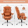 Ergonomischer Bürostuhl 230kg Tragkraft neigbar 135° PU Leder Chefsessel braun Bild 3
