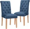 Yaheetech 2er Set Esszimmerstühle mit hoher Rückenlehne, Beine aus Massivholz, Kunstleder, 45,5 x 62 x 98,5 cm, Blau-Leinen Bild 5