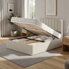 VASAGLE Bettgestell, 160 x 200 cm, hochklappbar Lattenrost, Stauraum unter dem Bett, mit Kopfteil, beige Bild 2
