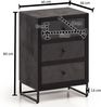Nachttisch Mango Massivholz / Steinoptik 40 x 60 x 30 cm Nachtschrank Boxspringbett, Design Nachtkonsole Schwarz mit 3 Schubladen, Nachtkommode mit Stauraum & Metallgestell Bild 4