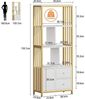 GarveeMore Bücherregal gold mit 2 Schubladen,Modernes Bücherregal,Metallrahmen, große Lagerregal,Bücherregal für Schlafzimmer,Wohnzimmer,Home Office Bild 2