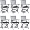 vidaXL Klappbare Gartenstühle 6 Stk. mit Sitzkissen Massivholz Akazie 3065414 Bild 1