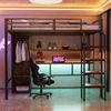 Merax Hochbett, Einzelbett 90 x 200 cm, Vertikale Treppe, mit großem Schreibtisch mit Stecktafel, mehrfarbiger LED-Lichtleiste, mit Einzelkleiderschrank, schwarz Bild 3