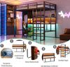 Merax Hochbett, Einzelbett 90 x 200 cm, Vertikale Treppe, mit großem Schreibtisch mit Stecktafel, mehrfarbiger LED-Lichtleiste, mit Einzelkleiderschrank, schwarz Bild 5
