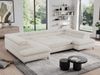 Mks Möbel 'Pedro U-Form' Ecksofa mit Schlaffunktion und verstellbaren Kopfstützen, Creme, Cord, mit Topper Bild 4