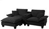 Sofa aus Chenille mit USB-Anschlüssen & Ottomane, schwarz Bild 3