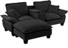 Sofa aus Chenille mit USB-Anschlüssen & Ottomane, schwarz Bild 2