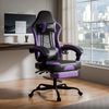 Ergonomischer Gaming Stuhl mit Fußstütze und Lendenwirbelstütze SchwarzViolett Bild 2