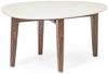 Beistelltisch Estvler aus Marmor, klassischer Stil, weiß, oval, Gestell Mangoholz natur Bild 4