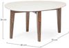 Beistelltisch Estvler aus Marmor, klassischer Stil, weiß, oval, Gestell Mangoholz natur Bild 3